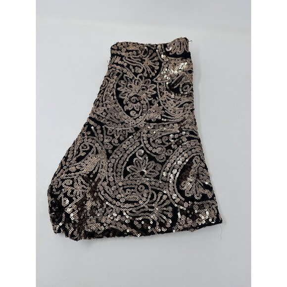 2B Bebe Y2kShorts Womens Small Gold Sequin Stretch Pull On Mini Party Cocktail - Picture 2 of 6